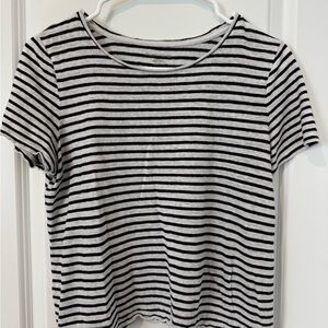 Eileen Fisher Black and White Striped Knit Top